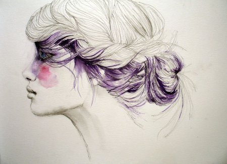 Женский профиль карандашом