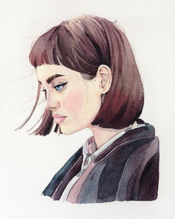 Нарисованная девушка с каре