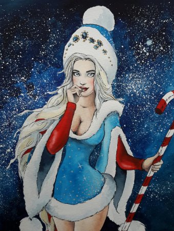 Красивая Снегурочка рисунок