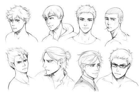 Референс лица мужчины аниме