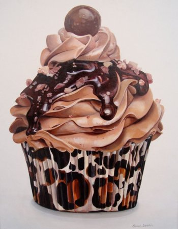 Шоколадное пирожное акварелью