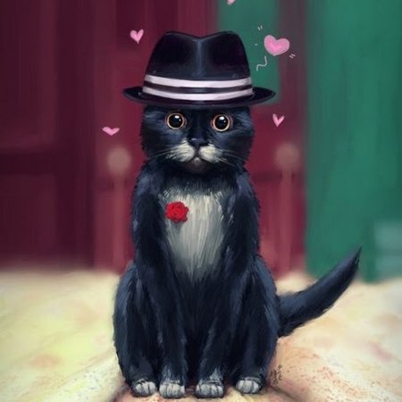 Котик в шляпке