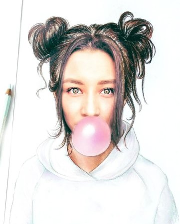 Девушка с жвачкой арт