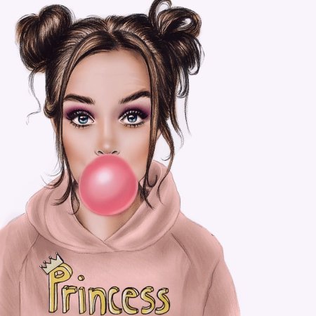 Нарисованная девушка с жвачкой