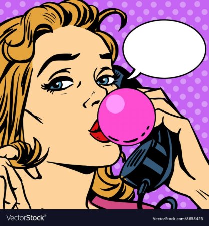 Поп арт девушка с жвачкой