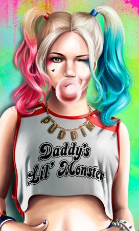 Харли Квинн арт с жвачкой