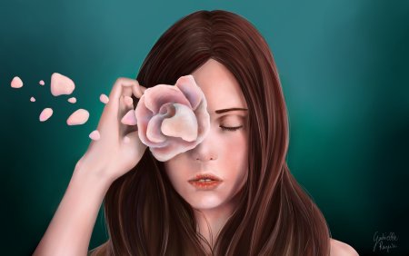 Девушка с рукой у лица арт