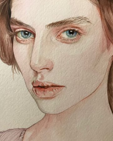 Лицо девушки акварелью