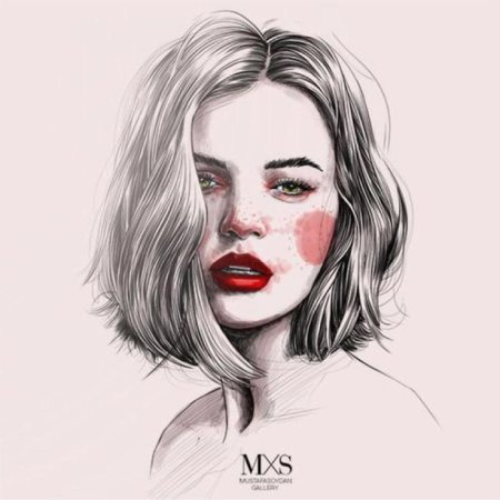 Портрет девушки с каре карандашом