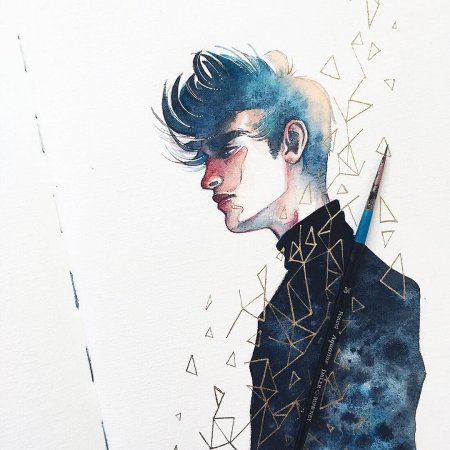 Парень акварелью