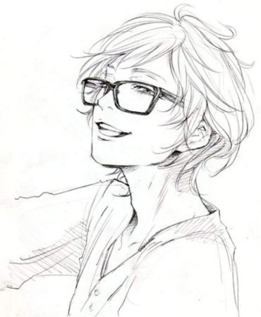 Нарисованный парень в очках