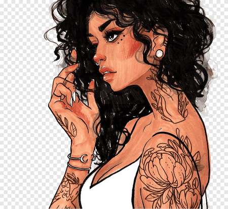 Девушка с тату арт