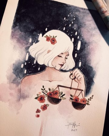 Рисунки акварелью девушки знаки зодиака