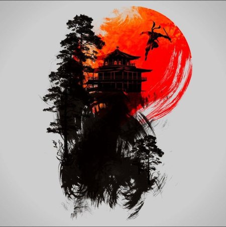 Японская живопись пагода