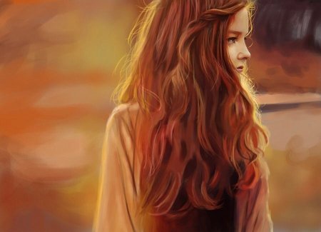 Девушка с рыжими волосами арт