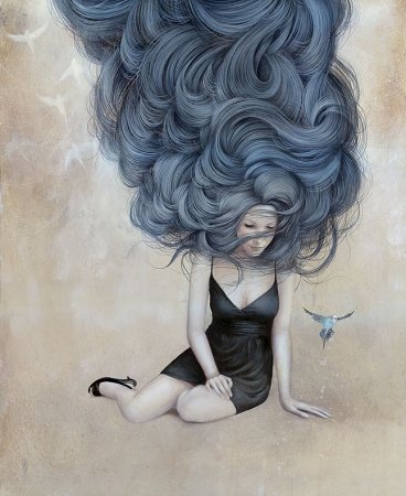 Девушка с пышной прической арт