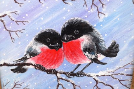Снегирь живопись Мария Павлова