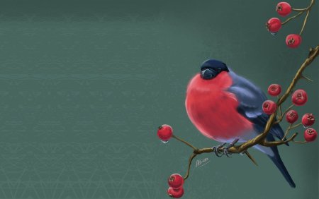 Снегирь красками