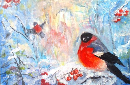 Художница Мария Павлова Снегири