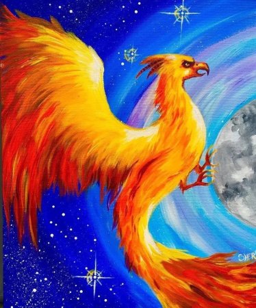 Феникс гуашью