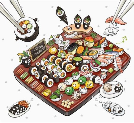 Японская еда наклейки