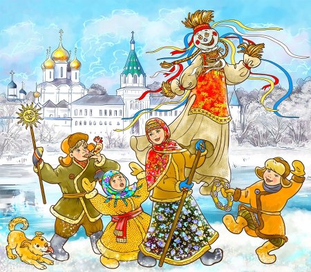 Рисование блины на Масленицу