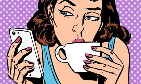 Девушка с телефоном арт