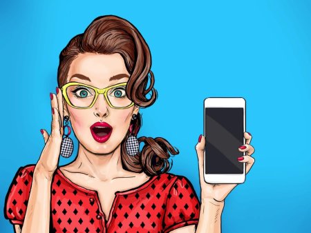 Поп арт девушка с телефоном