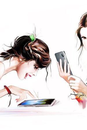 Девушка с телефоном иллюстрация