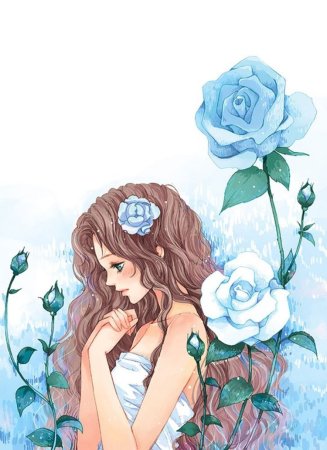 Нарисованная девушка в цветах