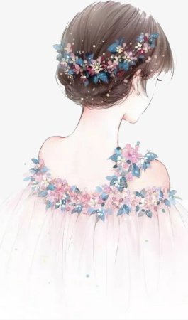 Девушка с цветами мультяшная