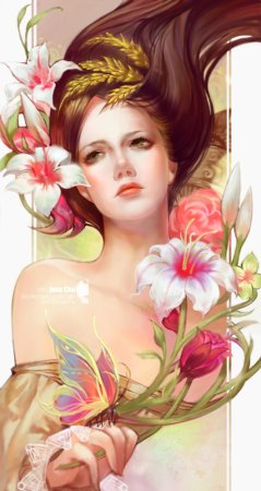 Женщина в цветах арт