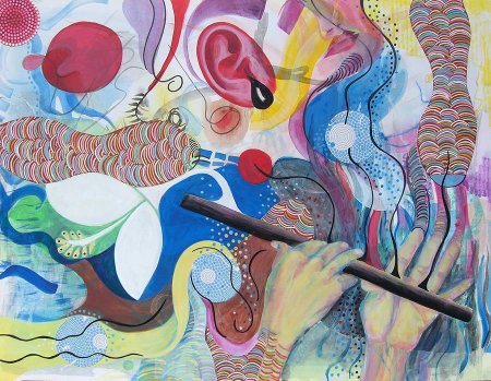 Игра на дудочке живопись