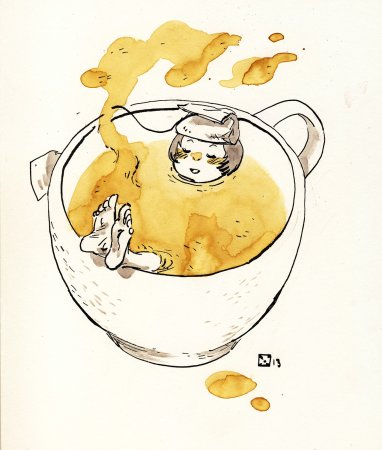 Девушка с кофе карандашом