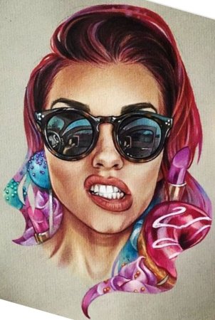 Нарисованная девушка в очках