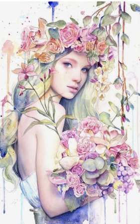 Девушка акварель