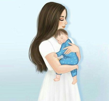 Мультяшная девушка с ребенком