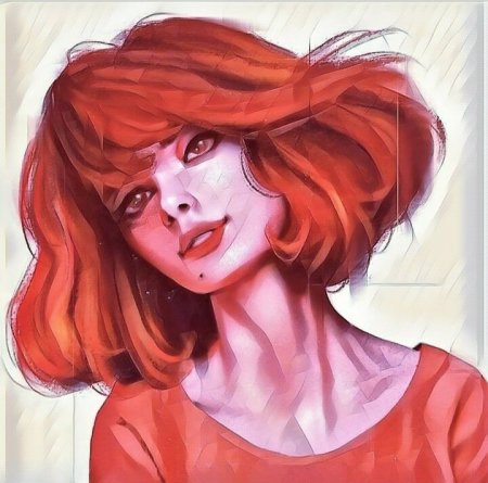 Нарисованная девушка с рыжими волосами