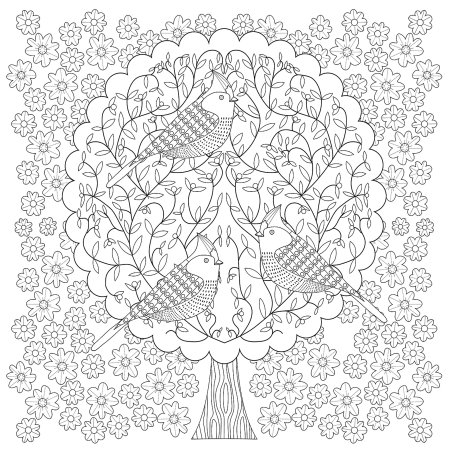 Раскраска антистресс дерево