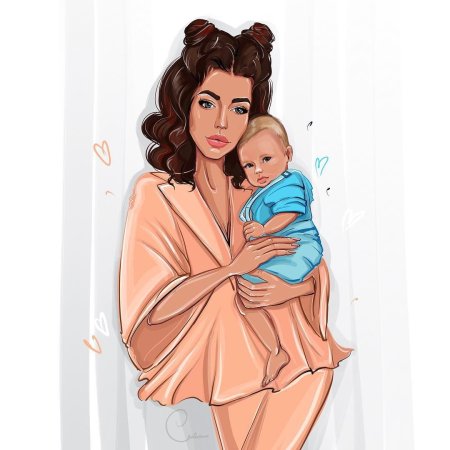 Мама с ребенком арт иллюстрация