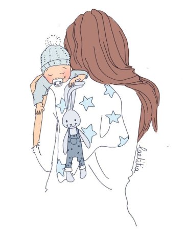 Модные иллюстрации мама и малыш