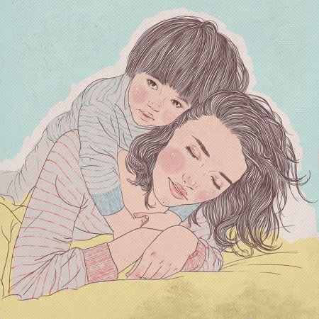 Мама и сын иллюстрация