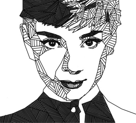 Портрет Одри Хэпберн из линий