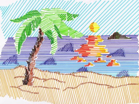 Пейзаж цветными линиями