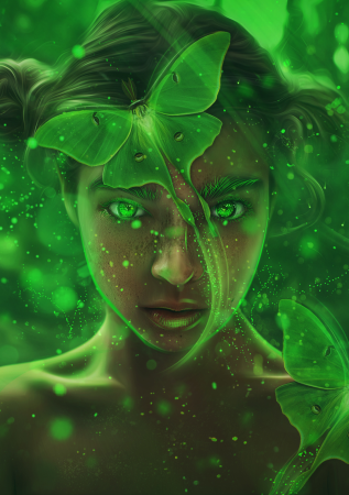 Арт в зеленых тонах девушка