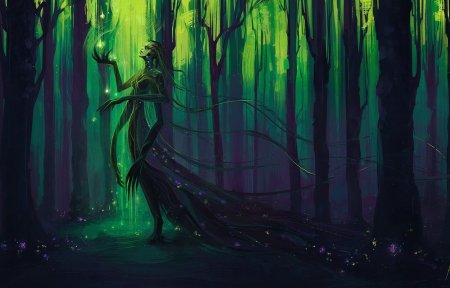 Персонаж на фоне леса