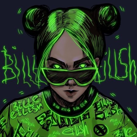 Билли Айлиш зеленый арт