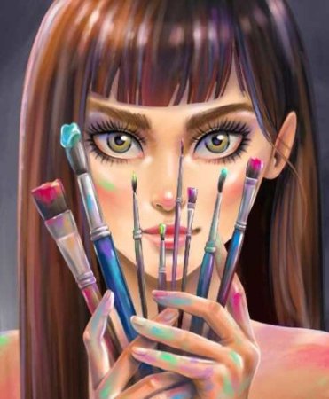 Девушка с кистями и красками
