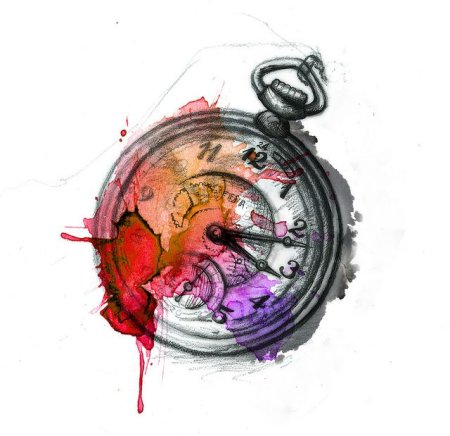 Карманные часы акварель