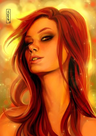 Рыжая девушка арт